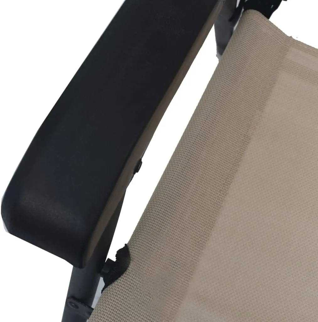 Folding Patio Chairs Set of 2 Cream Textilene Fabric Outdoor Dining Chairs for Patio Garden Pool Beach Camping Foldable Steel Frame