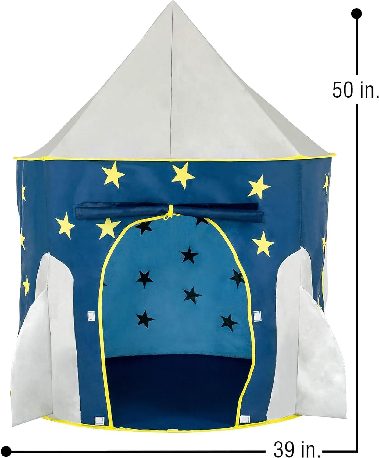 FoxPrint Rocket Ship Tent - Space Themed Pretend Play Tent - Space Play House - Spaceship Tent For Kids - Foldable Pop Up Star Play Tent Blue