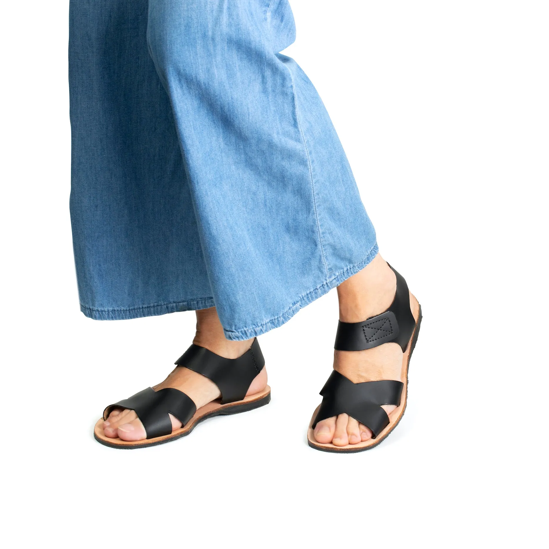Frances Leather Sandal - Black