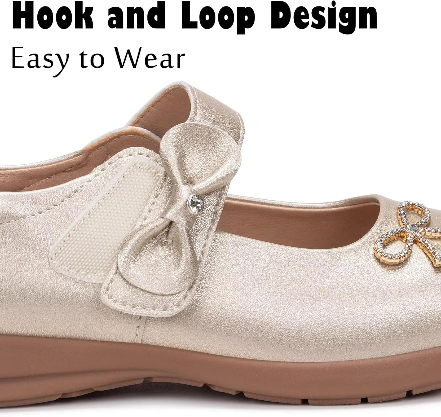 Frank Mully Girls Mary Jane Shoes Side Rhinestone Bow Flat for Wedding/Party/School Shoes for Toddler/Little Kid/Big Kid
