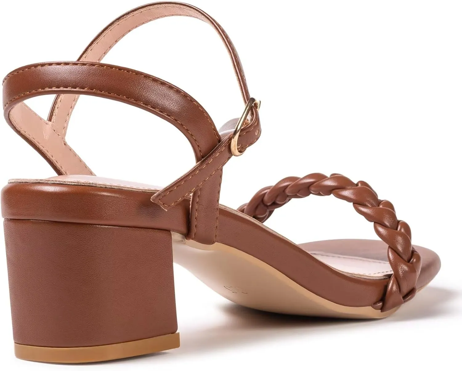 Frank Mully Women's Braided Sandal Heels Ankle Strap Comfortable Blocked Heeled Sandals Square Open Toe Cute Prom Pump Sandals Shoes