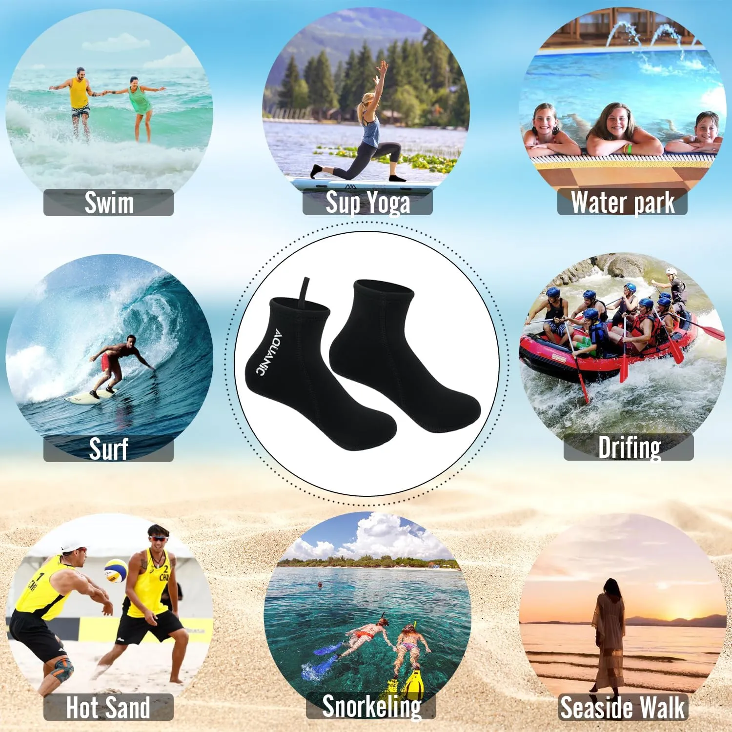 Free Diving Socks 2.5mm Neoprene Wetsuit Socks Thermal Water Socks Fin Socks for Snorkeling Surfing Swimming