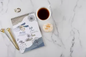 Free Flat Lay Of Elegant And Minimal Desk Psd