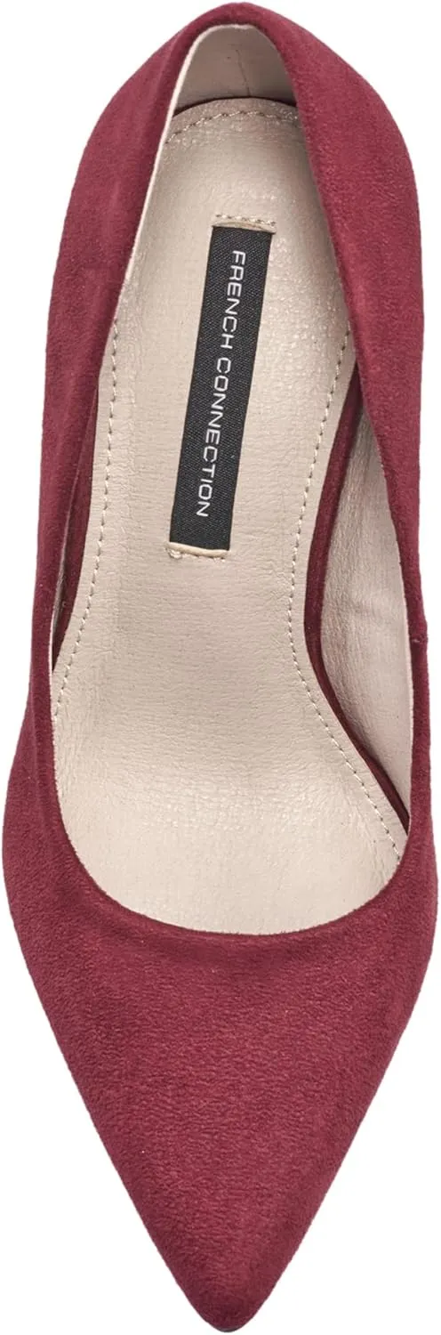 French Connection Women's Pumps Chunky Block Heels Wedding Shoes Comfortable Office Work Dressy Pointed Closed Toe High Heel Slip On Dress Pumps for Women