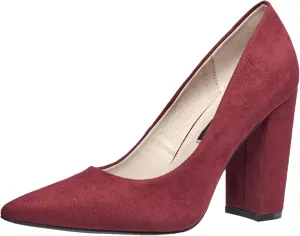 French Connection Women's Pumps Chunky Block Heels Wedding Shoes Comfortable Office Work Dressy Pointed Closed Toe High Heel Slip On Dress Pumps for Women