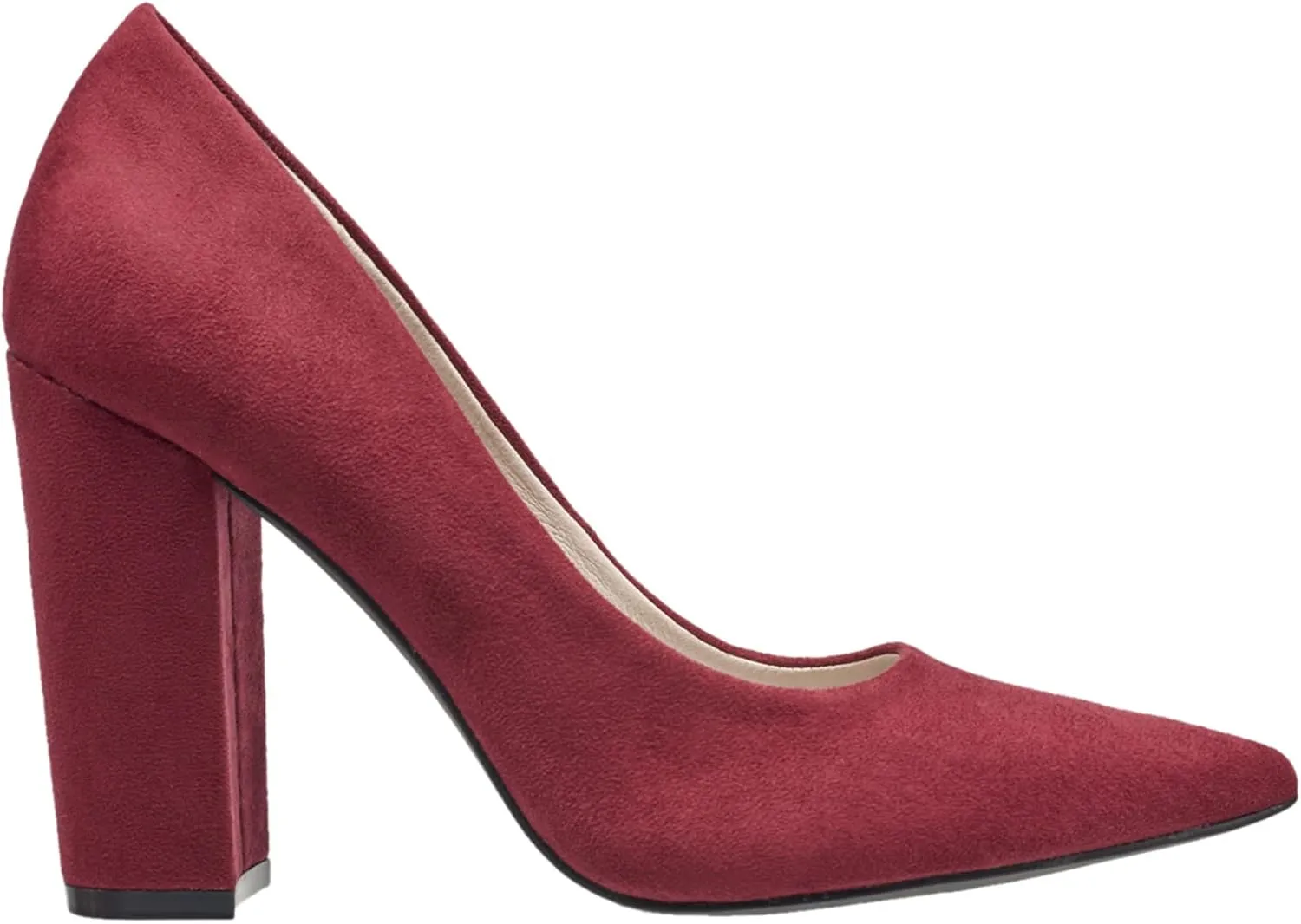 French Connection Women's Pumps Chunky Block Heels Wedding Shoes Comfortable Office Work Dressy Pointed Closed Toe High Heel Slip On Dress Pumps for Women