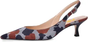 FSJ Women's Mid Kitten Heel Slingback Sandal Pointy Toe Sexy Pumps Comfortable Dress Party Walking Shoes Size 4-15 US