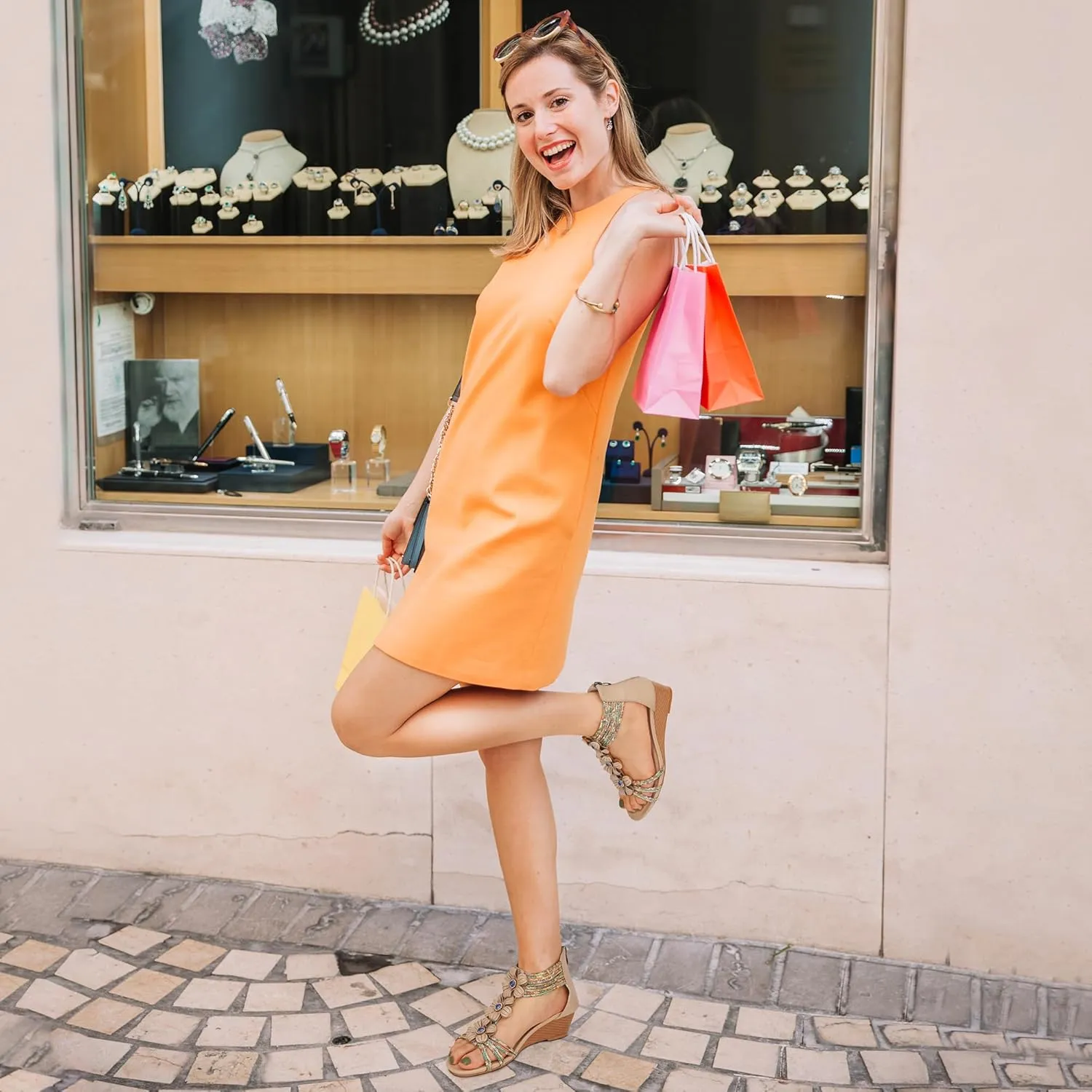 FUDYNMALC Sandals Womens Wedge Shoes: Comfortable Dressy Wedges Sandal with Zipper Summer Gladiator Sandals Open Toe