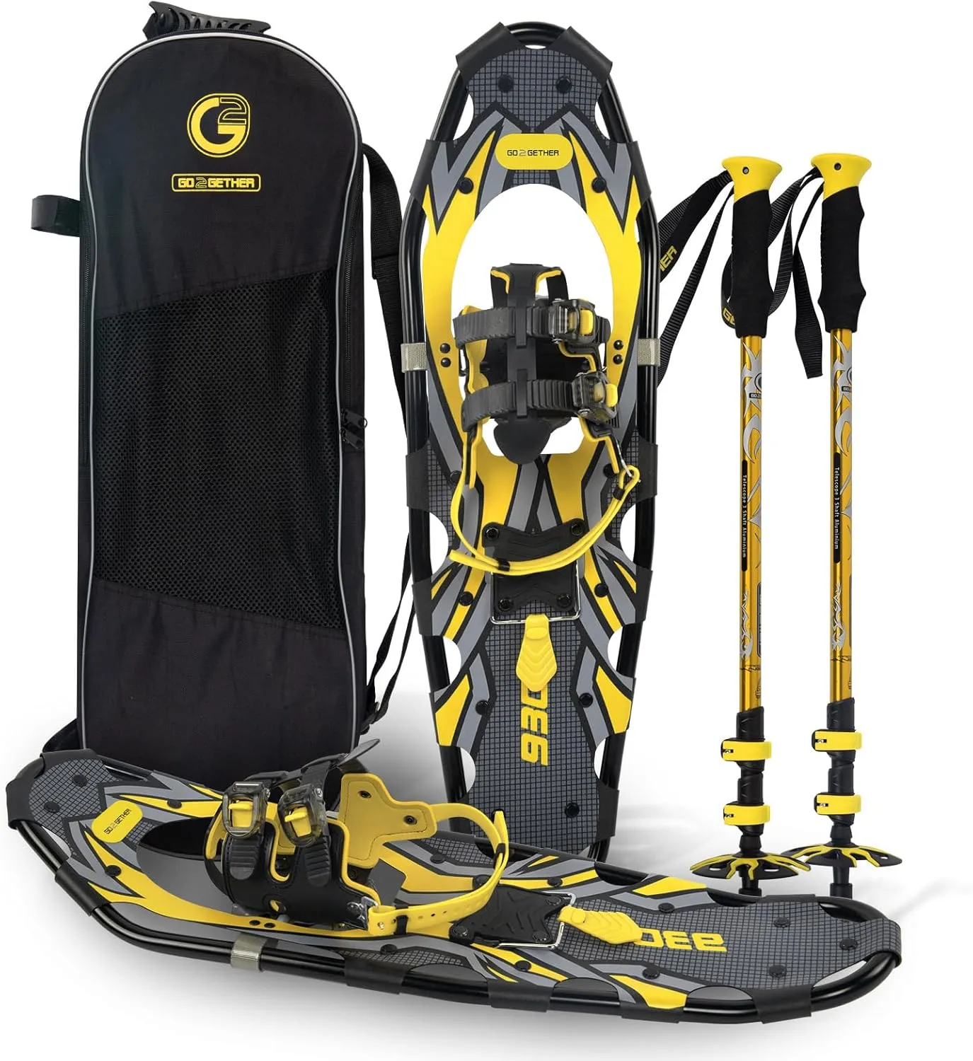 G2 21/25/30/36 Inches Light Weight Snowshoes with Toe Box, EVA Padded Ratchet Binding, Heel Lift, Flexible Pivot Bar, Durable Back Strap, Trekking Poles, Carrying Bag, Snow Baskets(6 colors available)