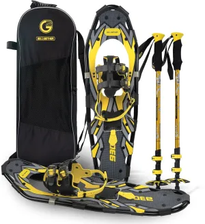 G2 21/25/30/36 Inches Light Weight Snowshoes with Toe Box, EVA Padded Ratchet Binding, Heel Lift, Flexible Pivot Bar, Durable Back Strap, Trekking Poles, Carrying Bag, Snow Baskets(6 colors available)
