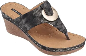 G.C. Shoes Genelle Women's Wedge Sandals - Memory Foam Cushioned & Slip-On Design