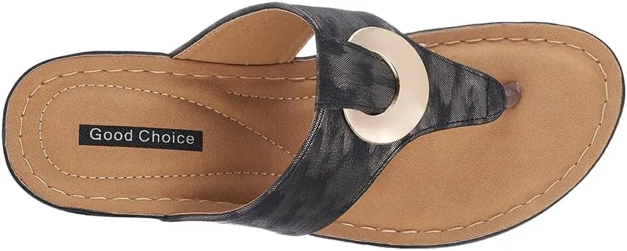 G.C. Shoes Genelle Women's Wedge Sandals - Memory Foam Cushioned & Slip-On Design