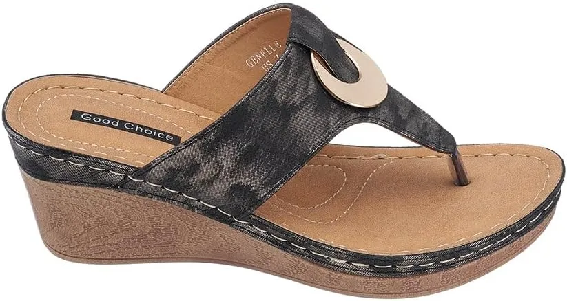 G.C. Shoes Genelle Women's Wedge Sandals - Memory Foam Cushioned & Slip-On Design