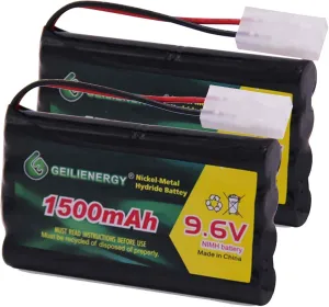 GEILIENERGY 9.6V NI-MH Rechargeable Battery Pack with Standard Tamiya Connector for RC Car, Robots and OTC Genisys 239180 & EVO Scanner(2 Pack)