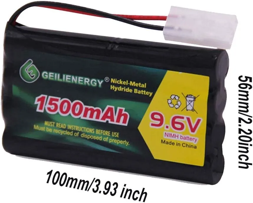 GEILIENERGY 9.6V NI-MH Rechargeable Battery Pack with Standard Tamiya Connector for RC Car, Robots and OTC Genisys 239180 & EVO Scanner(2 Pack)
