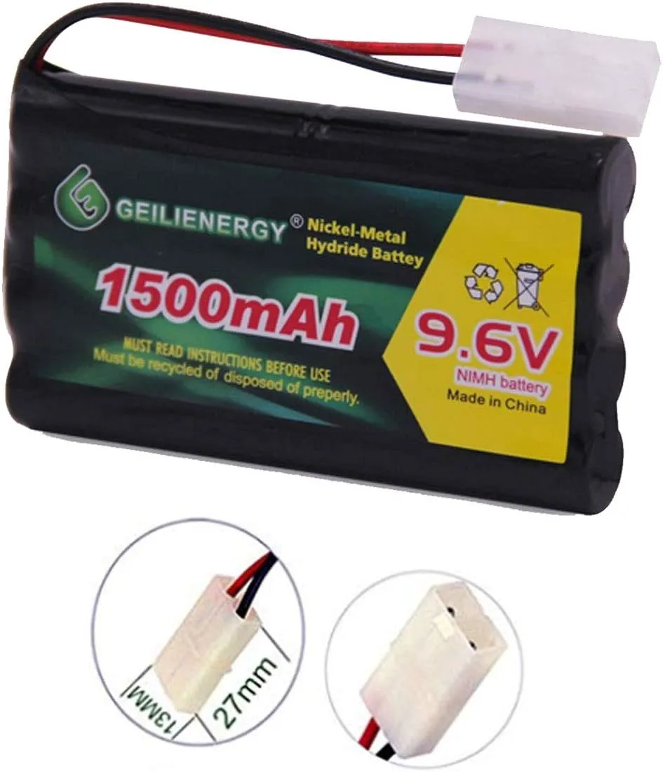 GEILIENERGY 9.6V NI-MH Rechargeable Battery Pack with Standard Tamiya Connector for RC Car, Robots and OTC Genisys 239180 & EVO Scanner(2 Pack)