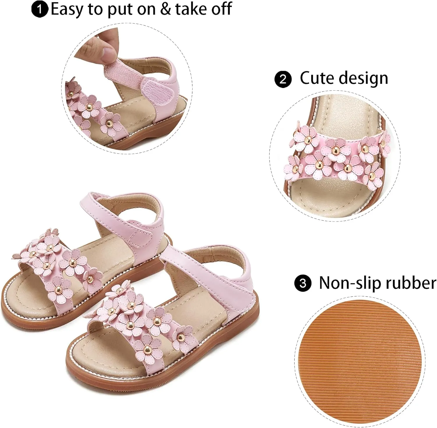 GINFIVE Toddler Girls Sandals Girls Toddler Sandals Little Girls Kids Shoes