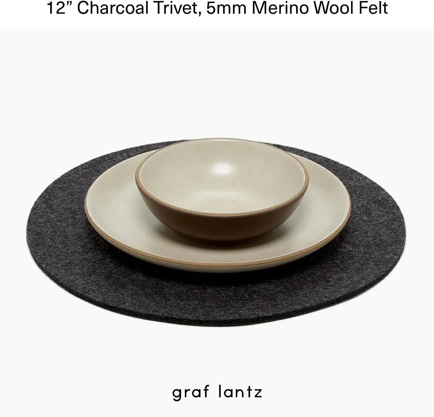 Graf Lantz - Trivets for Hot Dishes - Heat Resistant 100% Merino Wool - Hot Pads for Kitchen, Countertops, Tables, Sizzling Dishes, Pots & Pans - Home Decor, Kitchen Accessories - 12", Charcoal