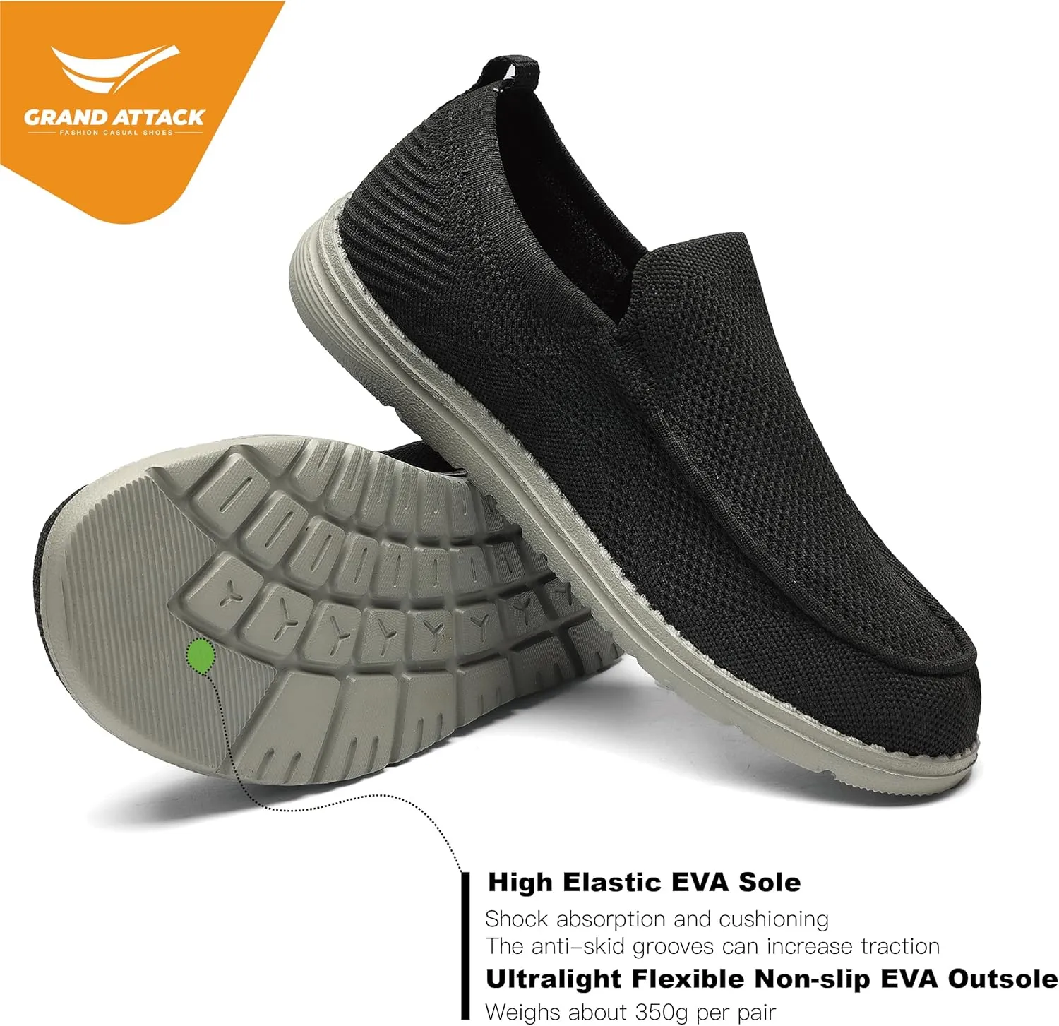Grand Attack Men's Shoes | Casual Slip On Loafers | Walking Shoes | Comfortable & Lightweight | for Home, Leisure Travel, Driving Shoes