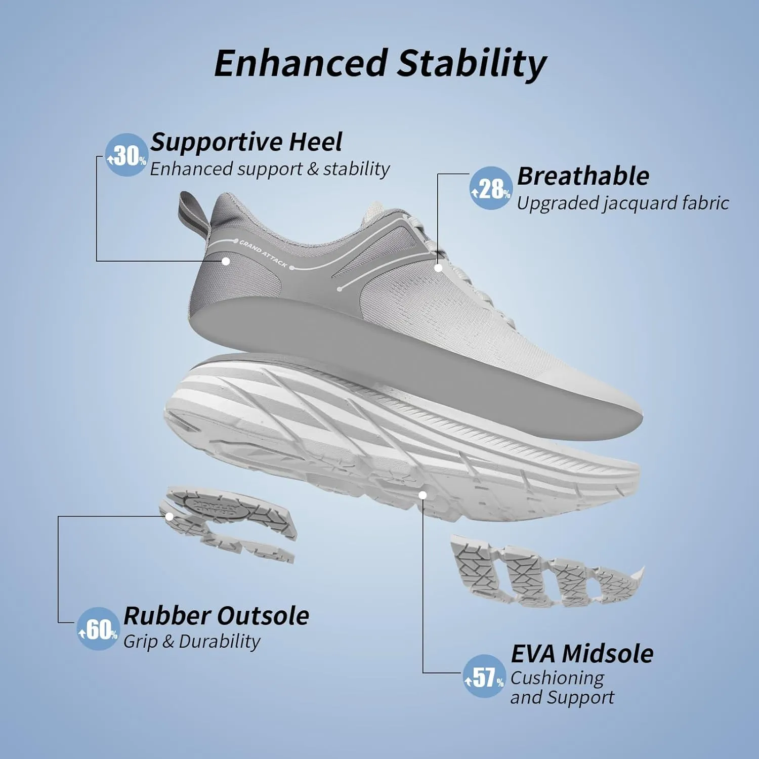 Grand Attack Women's Road Running Shoes | Superior Cushioned|Durable Non-Slip | Comfortable | Fashion Athletic Sneakers