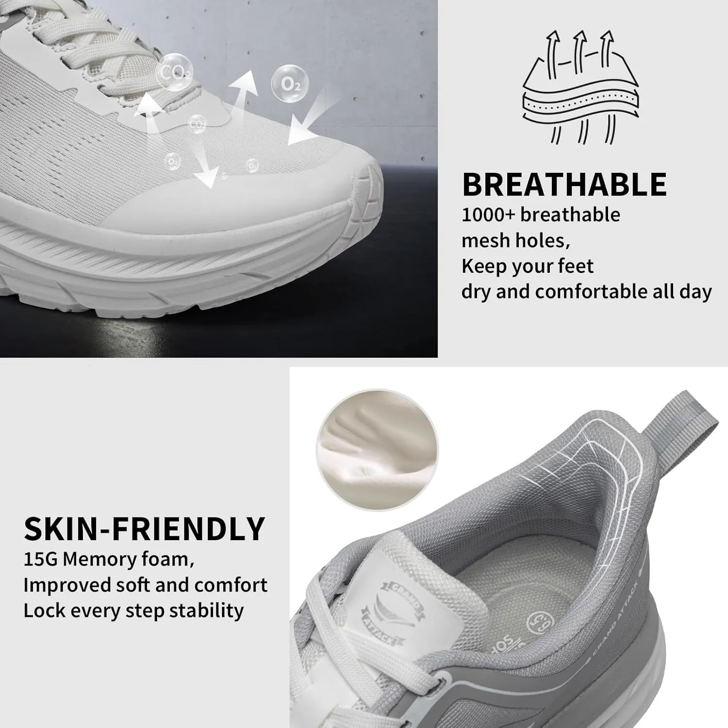 Grand Attack Women's Road Running Shoes | Superior Cushioned|Durable Non-Slip | Comfortable | Fashion Athletic Sneakers