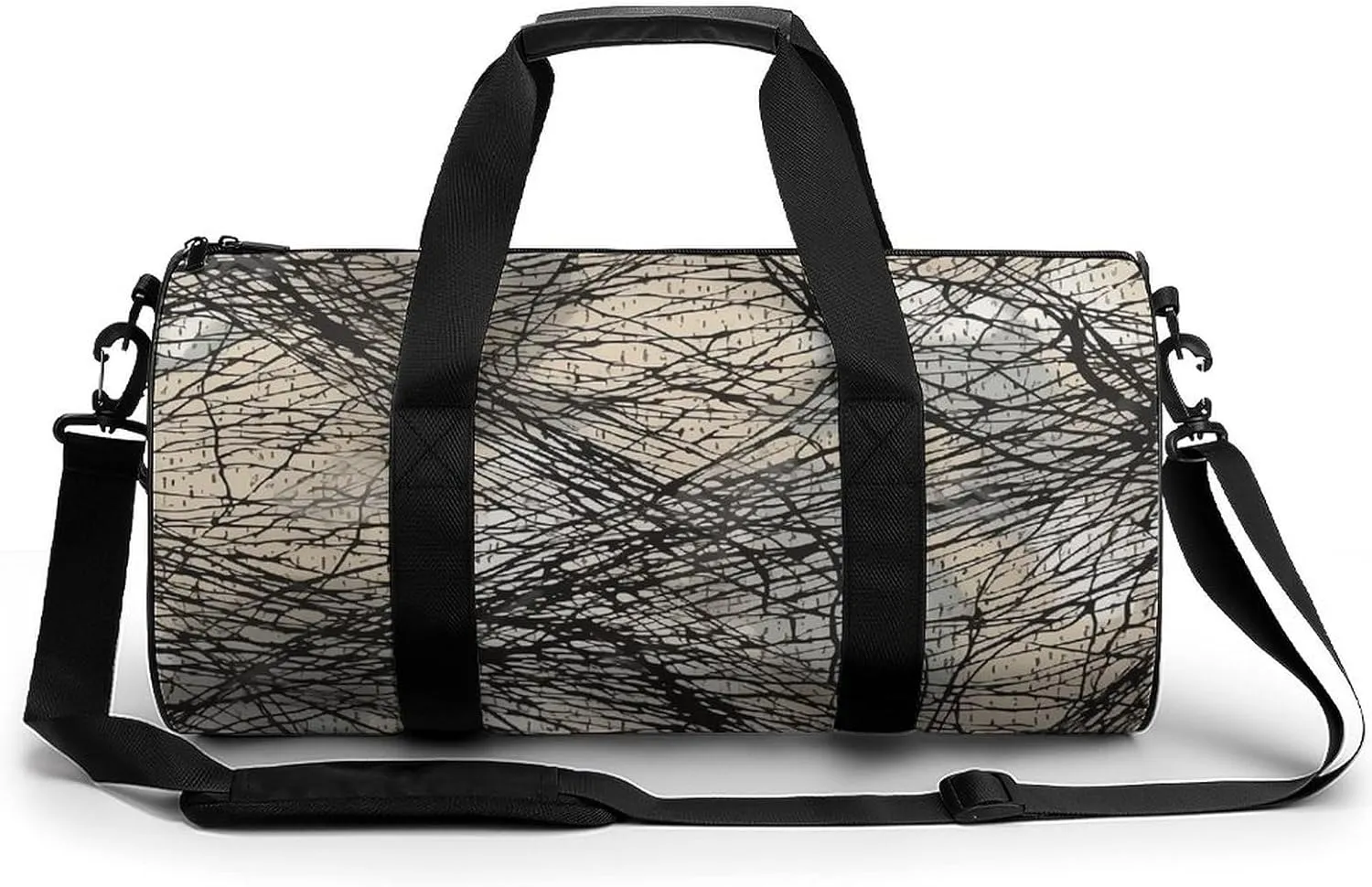 Gray And Black Duffel Bag for Men Women Gym Bag Sports Small Overnight Bag for Travel Weekender