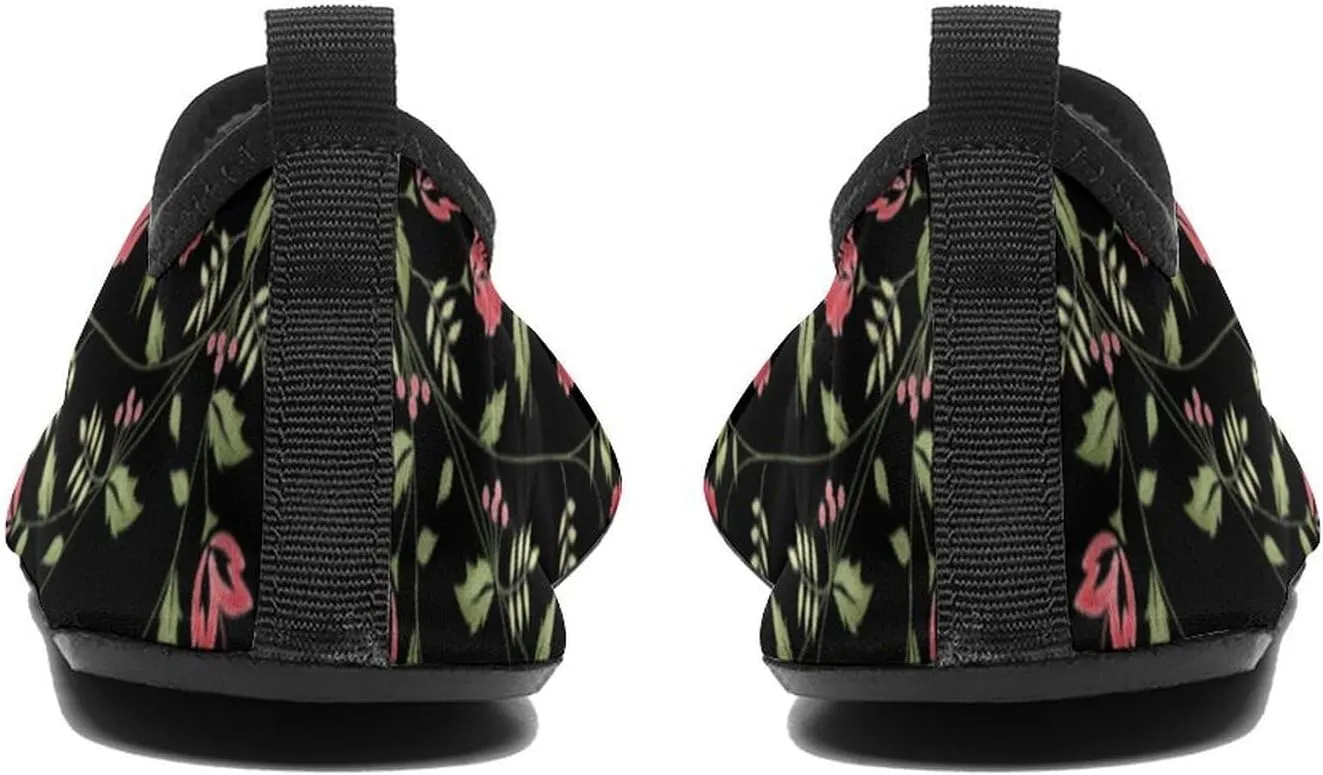 Green Botanical Floral Pattern Men Women Water Shoes Quick-Dry Aqua Socks Barefoot Slip-on for Beach Swim Sport Surf Yoga Exercise