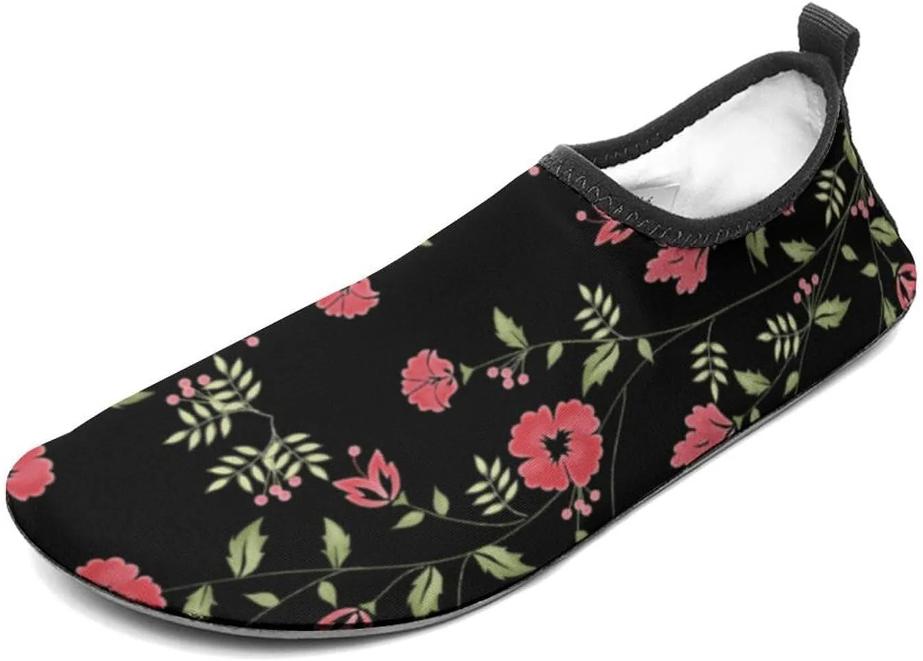 Green Botanical Floral Pattern Men Women Water Shoes Quick-Dry Aqua Socks Barefoot Slip-on for Beach Swim Sport Surf Yoga Exercise