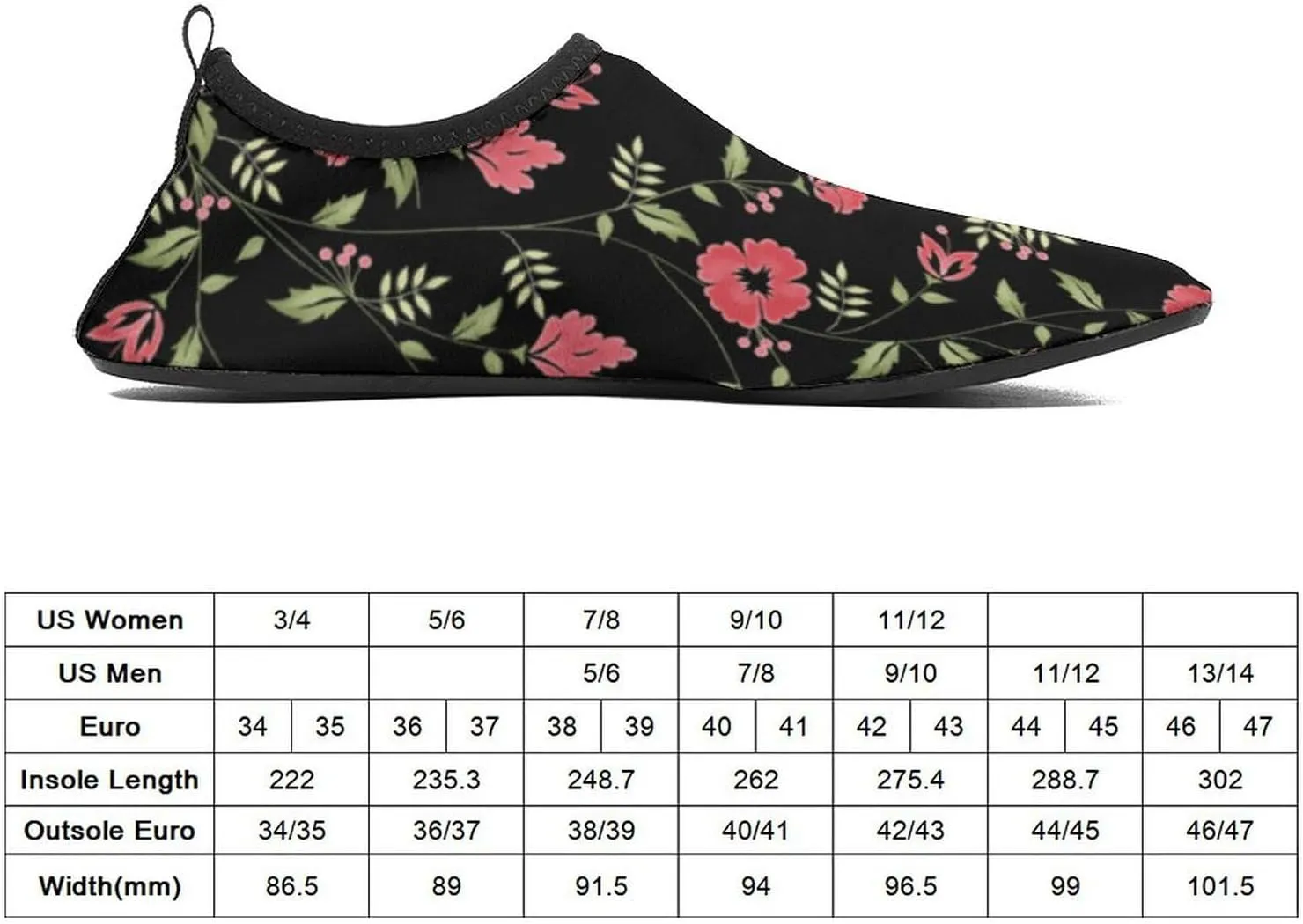 Green Botanical Floral Pattern Men Women Water Shoes Quick-Dry Aqua Socks Barefoot Slip-on for Beach Swim Sport Surf Yoga Exercise