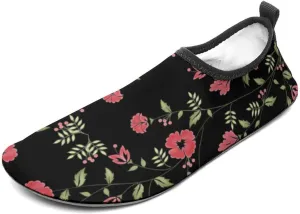 Green Botanical Floral Pattern Men Women Water Shoes Quick-Dry Aqua Socks Barefoot Slip-on for Beach Swim Sport Surf Yoga Exercise
