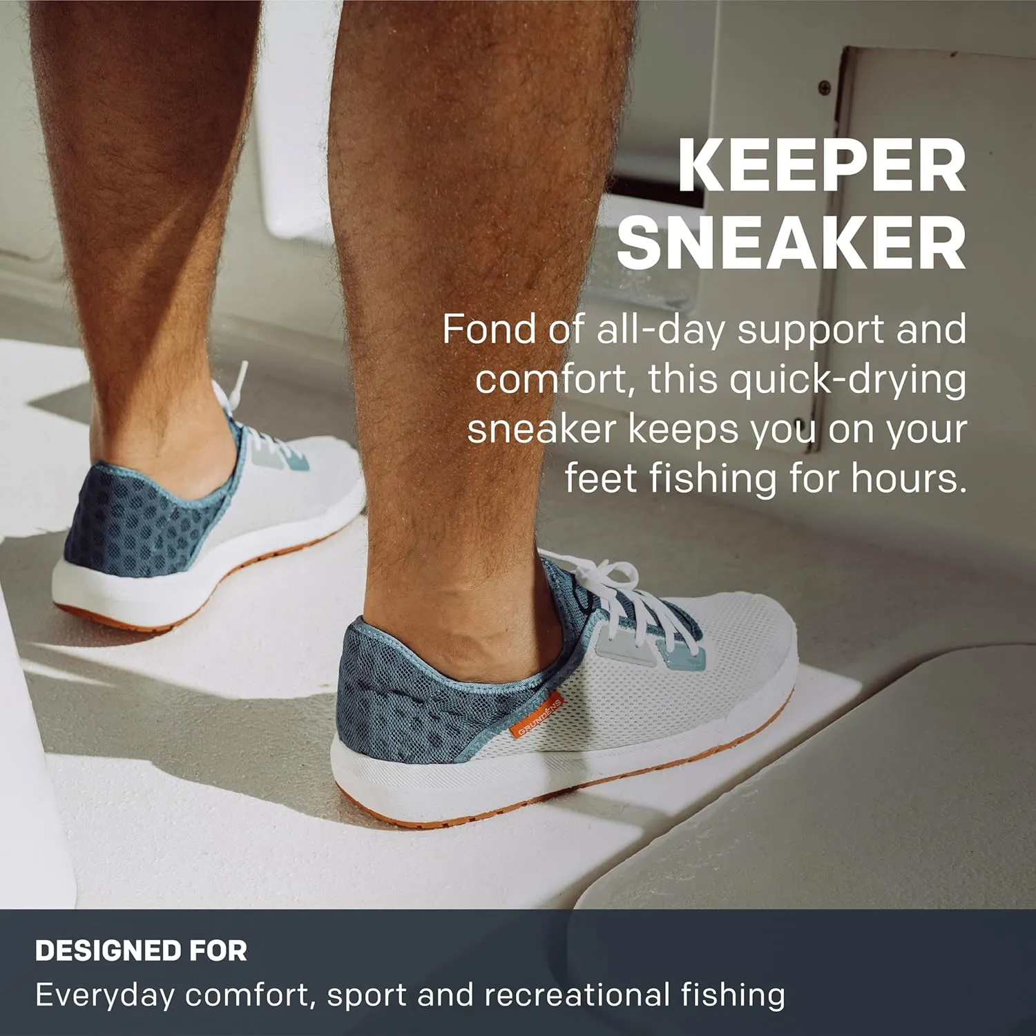 Grunden’s Keeper Sneaker - Lightweight Quick Dry Water Shoes, Breathable Mesh Upper with Rubber Toe, All Day Fishing Comfort and Support