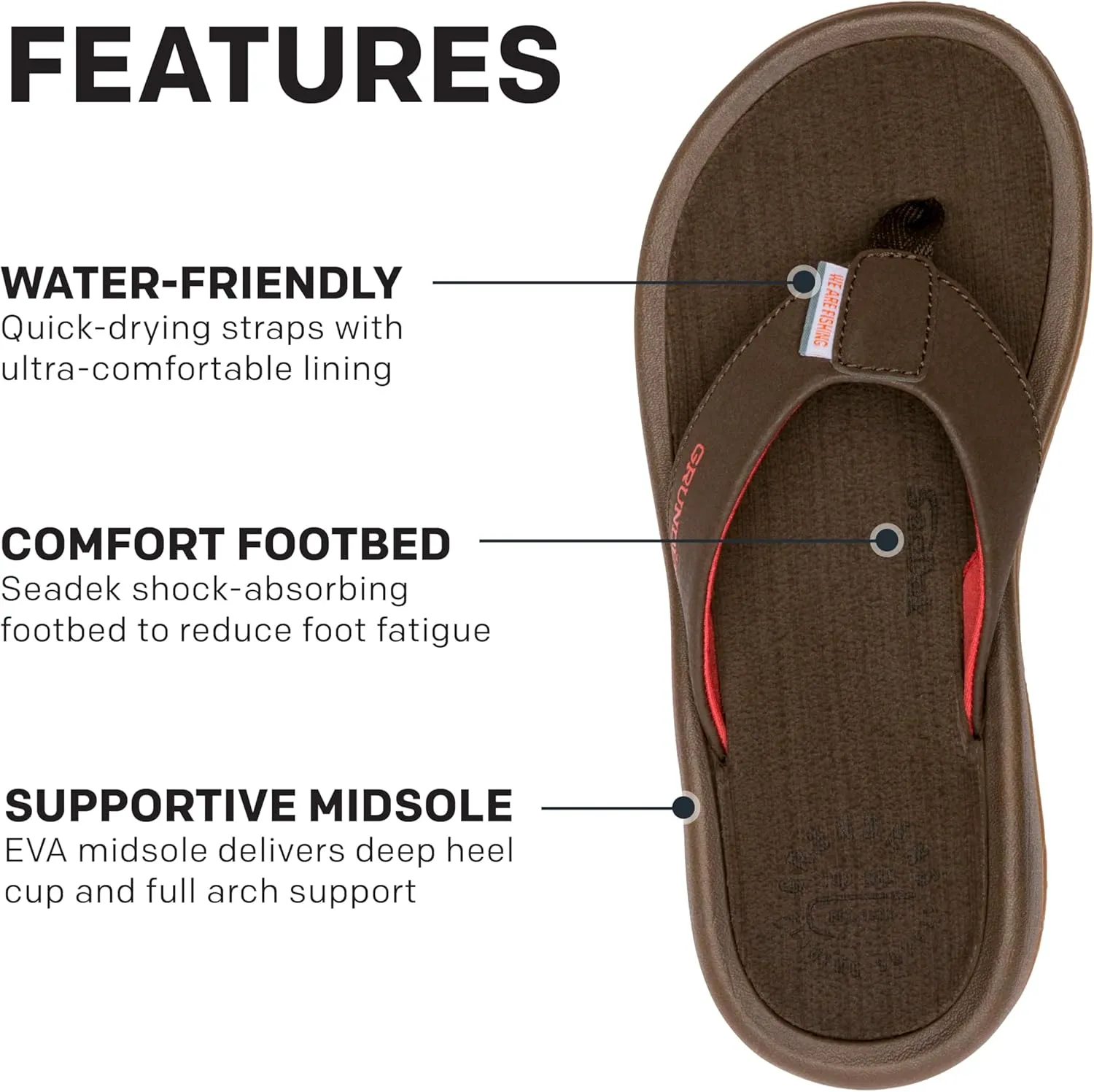 Grundens Women's Deck-Mate 3-Point Sandal | Comfortable, Water-Friendly Deck Sandal for Fishing, Boating, and Beachwear