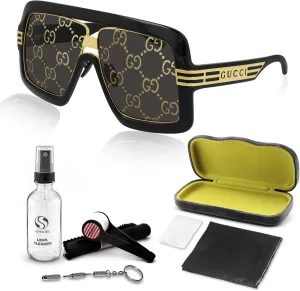 Gucci GG0900S Designer Flat Top Mask Logo Lenses Sunglasses: Mask Frame Eyewear with Non-Polarized Lenses - Epitome of Luxury and Style