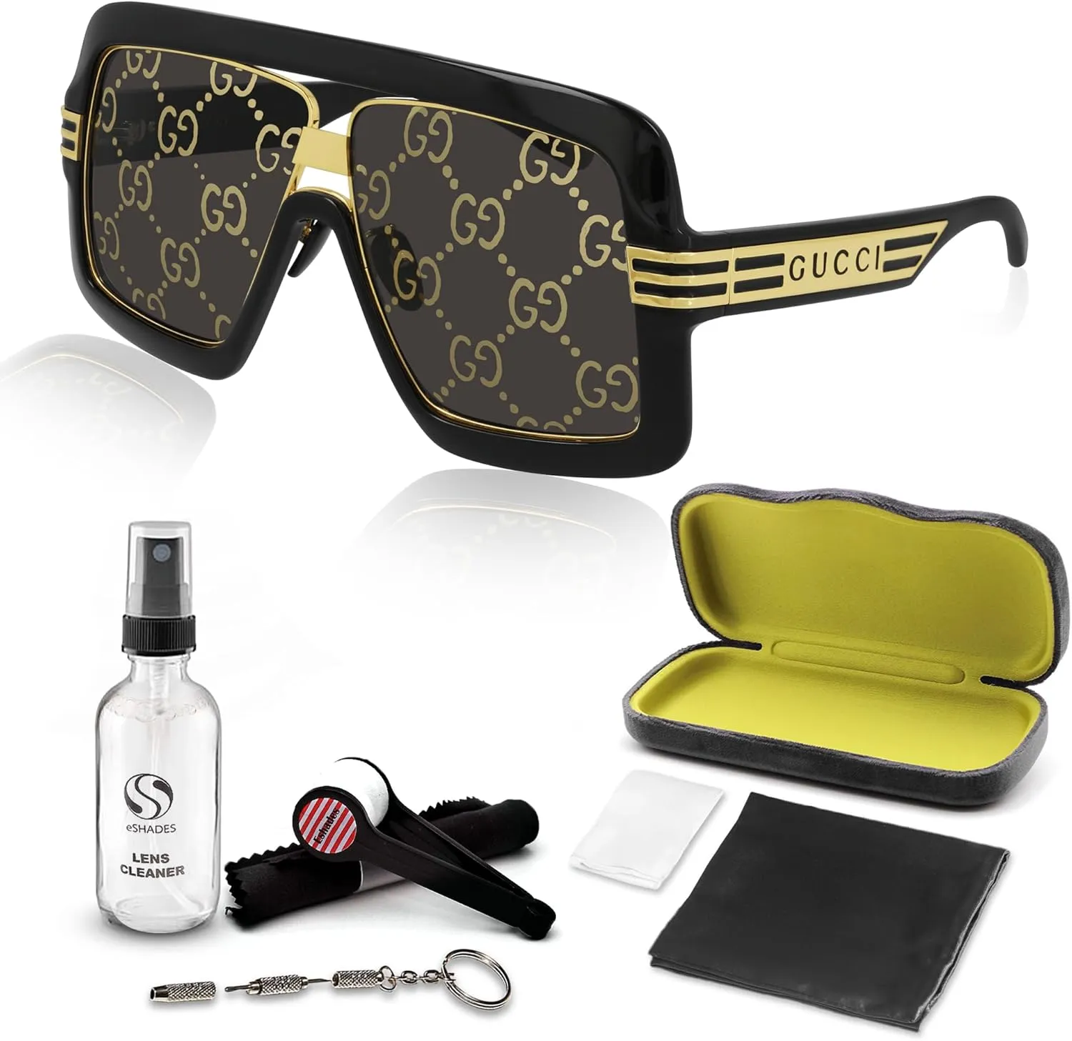 Gucci GG0900S Designer Flat Top Mask Logo Lenses Sunglasses: Mask Frame Eyewear with Non-Polarized Lenses - Epitome of Luxury and Style