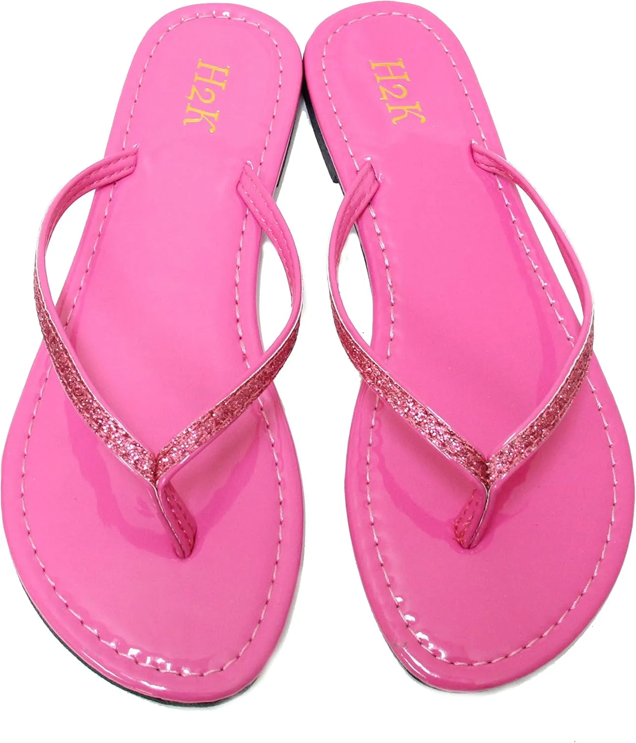 H2K Women's Glitter Flat Thong Sandal