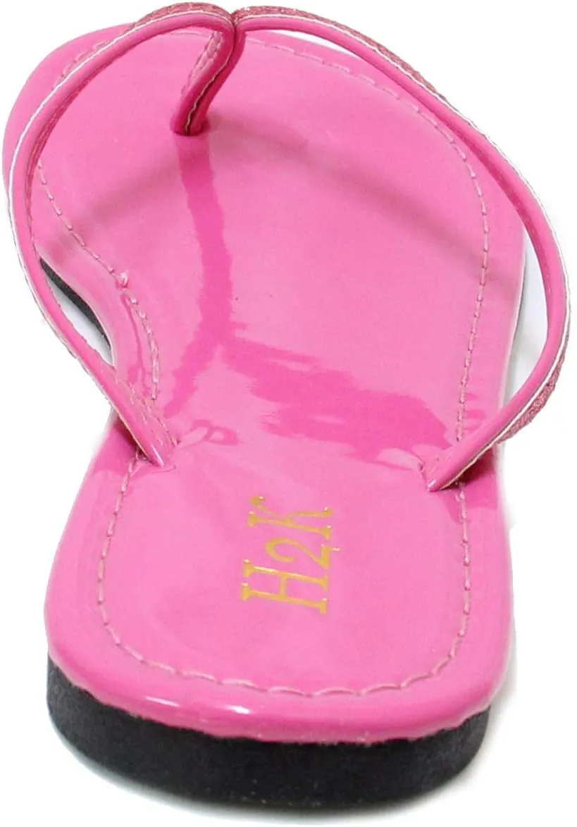 H2K Women's Glitter Flat Thong Sandal