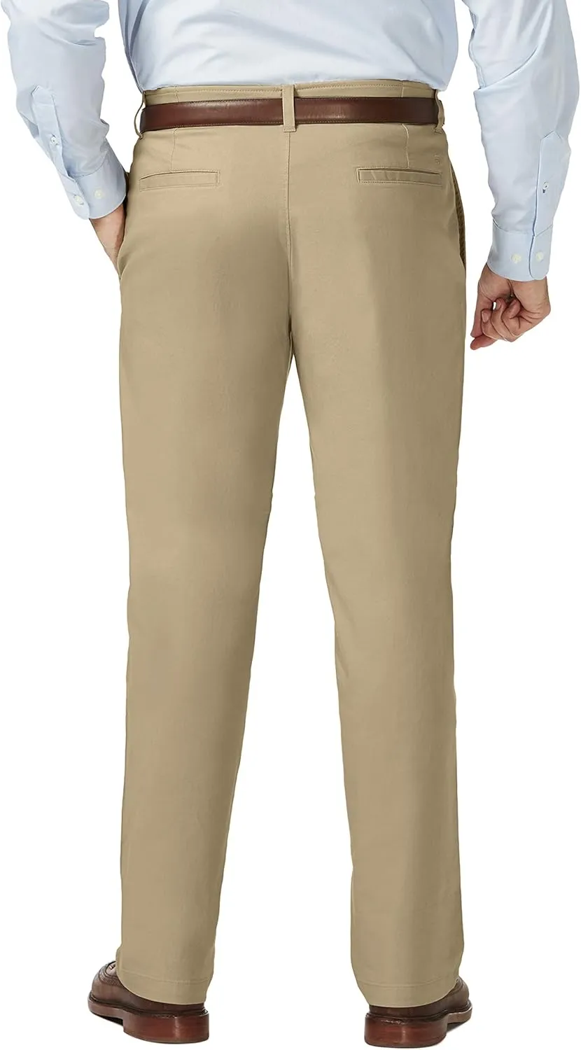 Haggar Men's Comfort Classic Fit Flat Front Flex Waistband Khaki Pant Reg. and Big & Tall Sizes