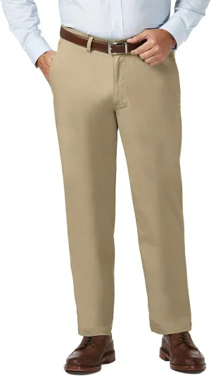 Haggar Men's Comfort Classic Fit Flat Front Flex Waistband Khaki Pant Reg. and Big & Tall Sizes