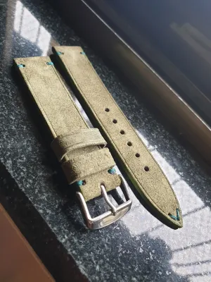 Handmade Green seued leather strap