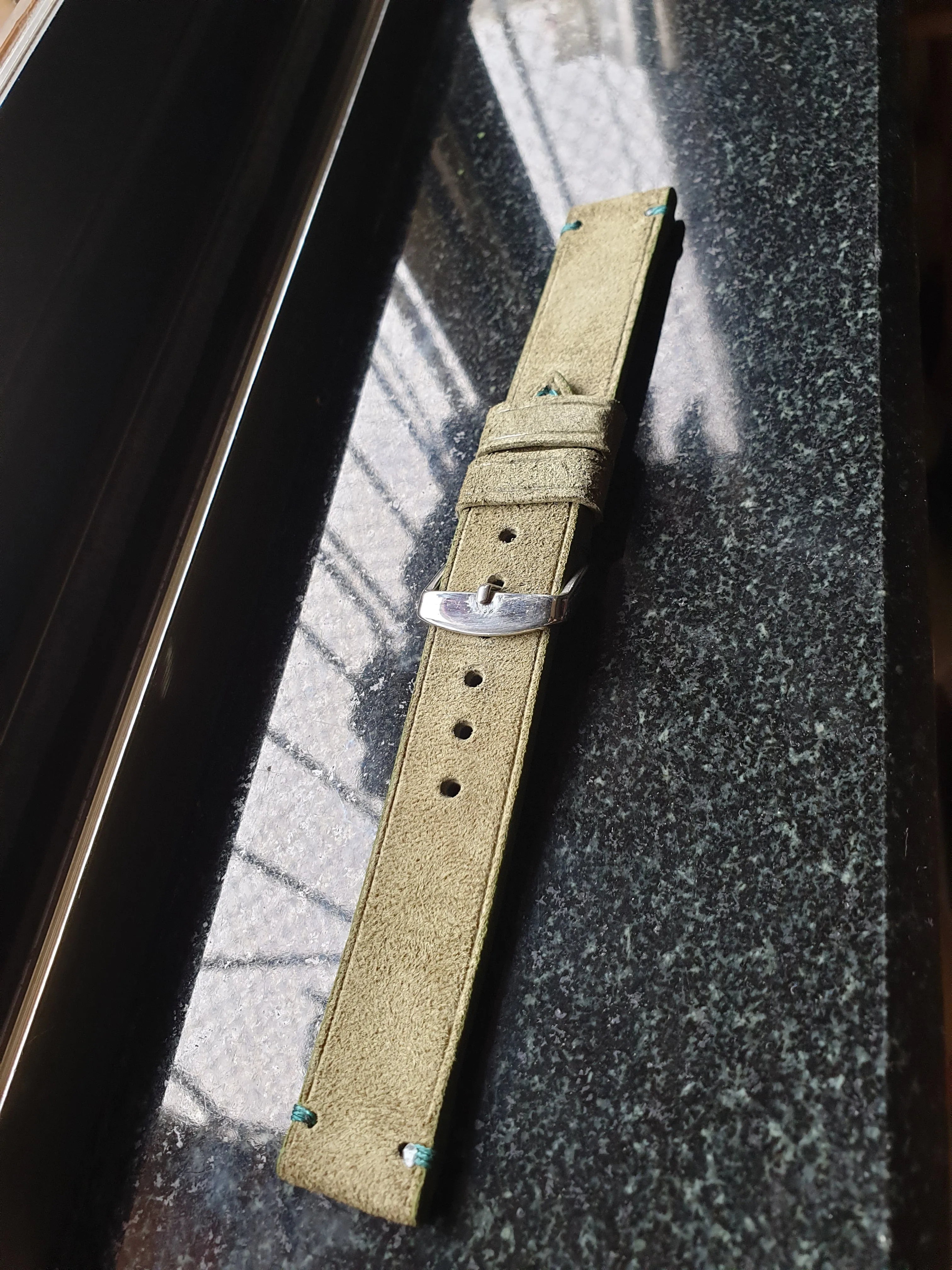 Handmade Green seued leather strap