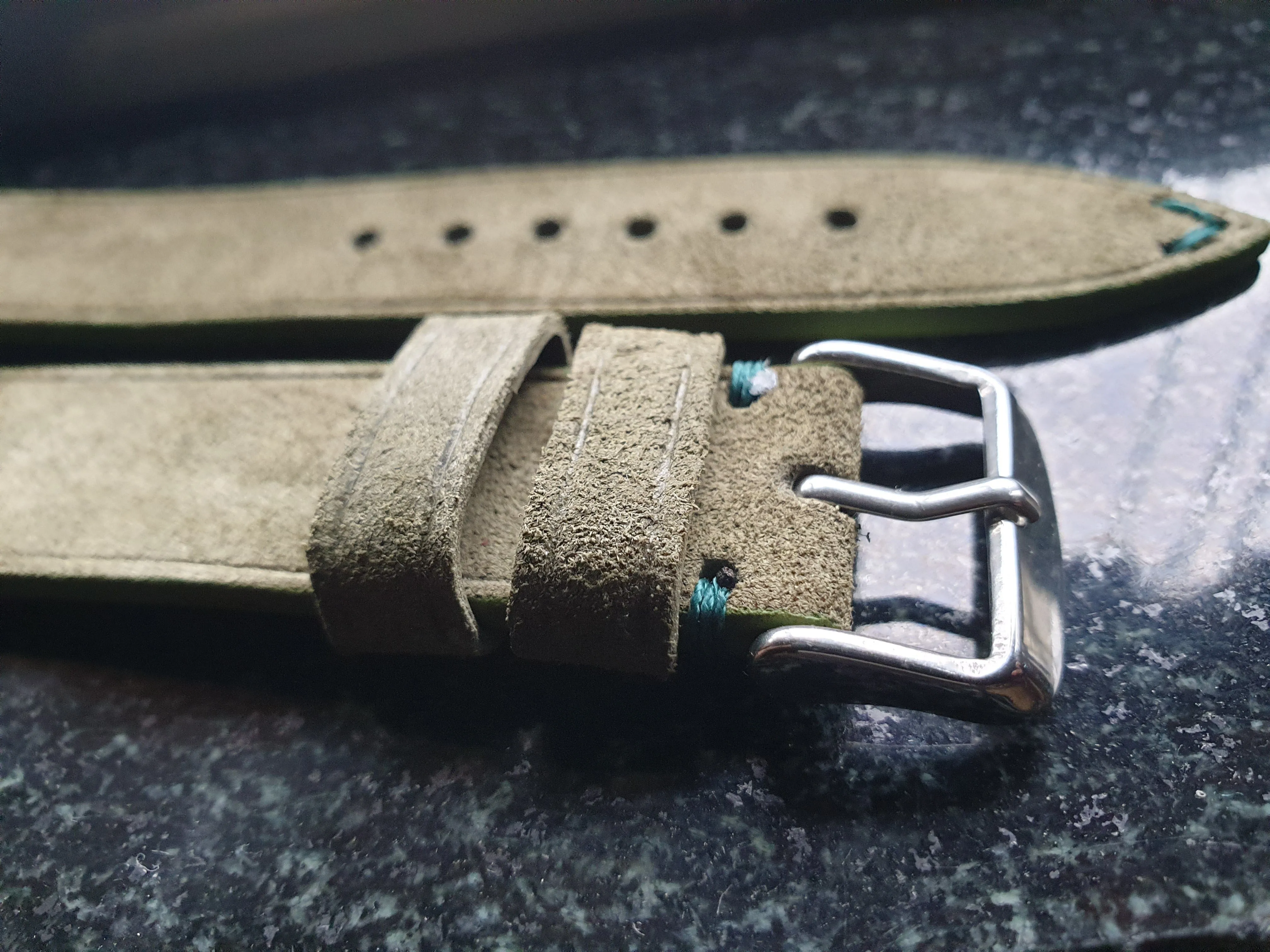 Handmade Green seued leather strap