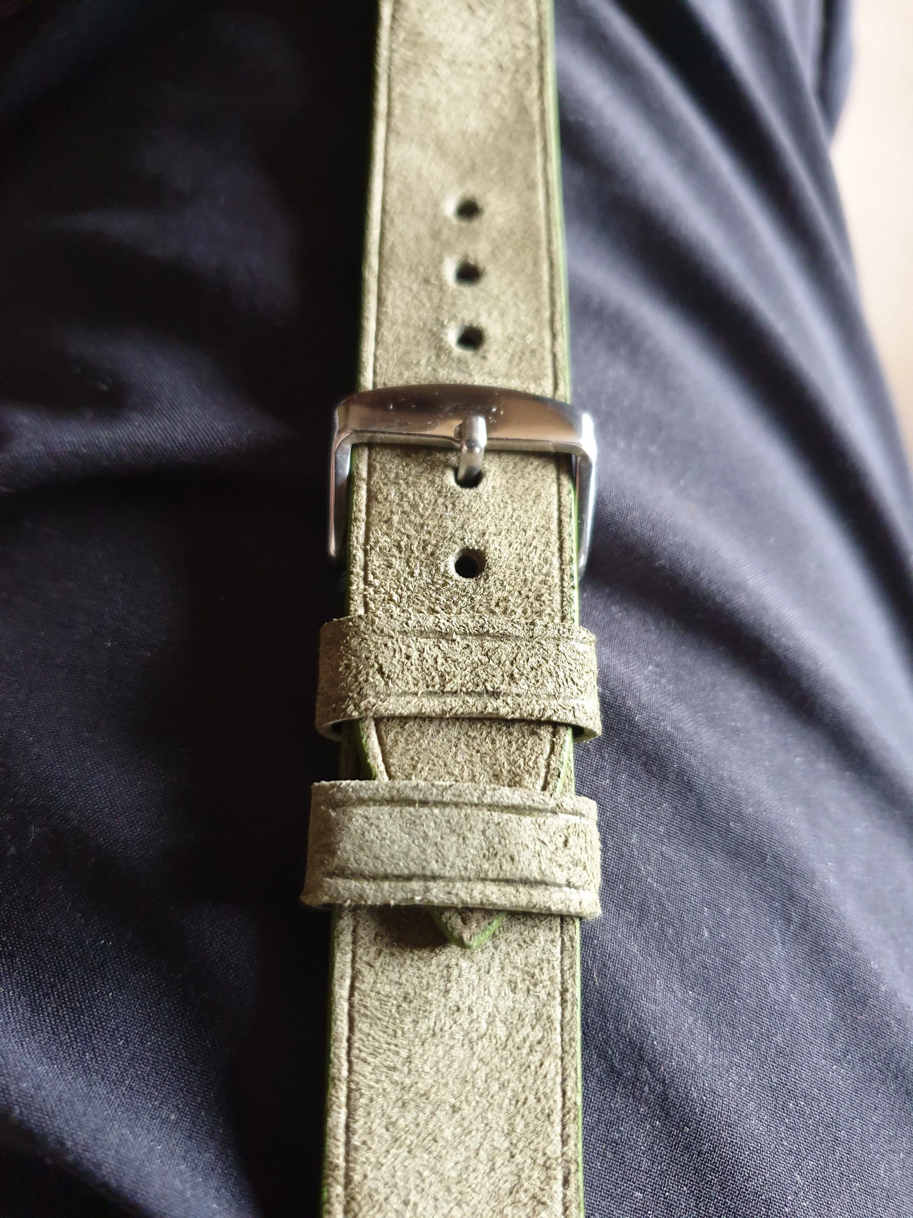 Handmade Green seued leather strap