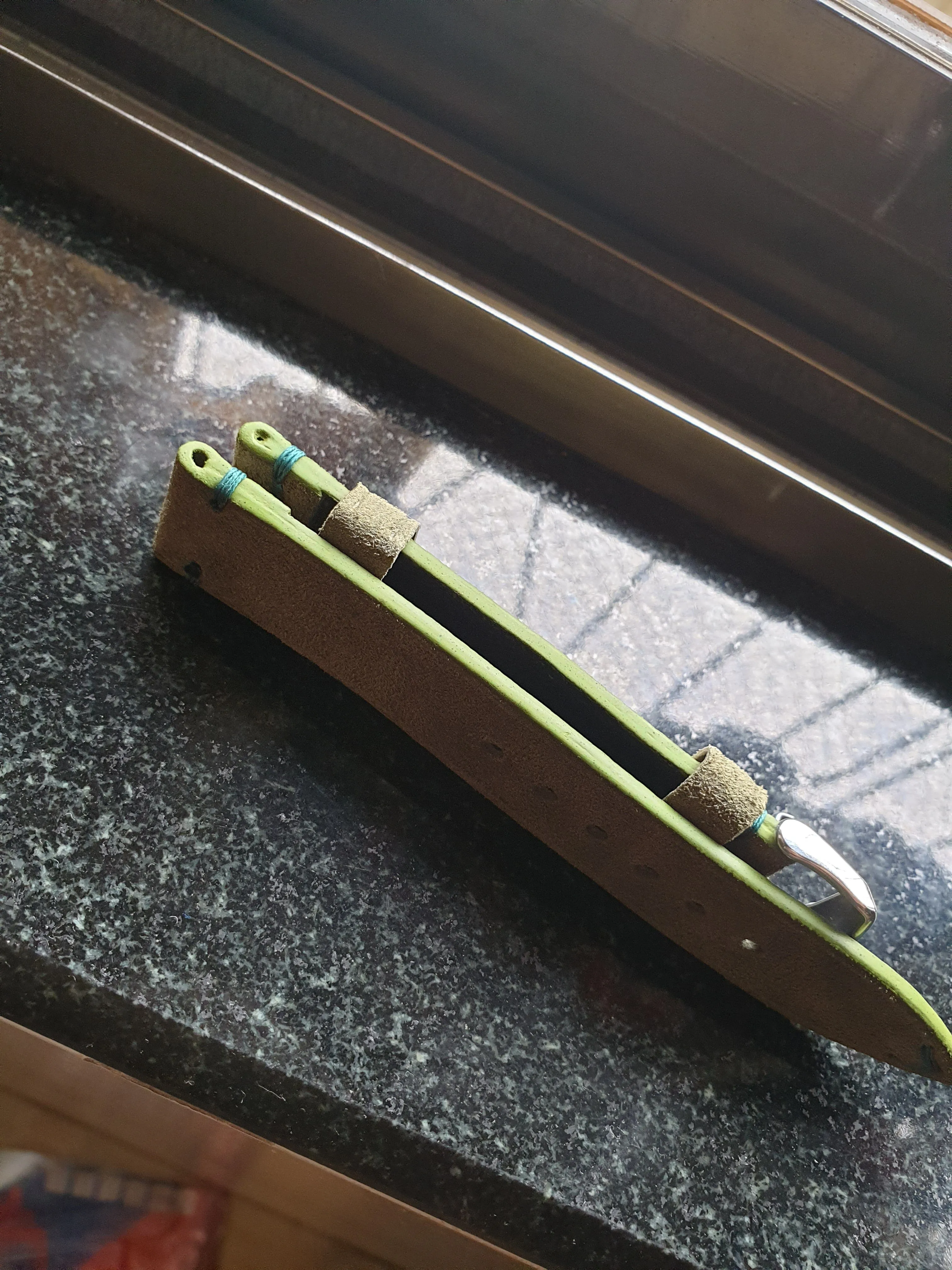 Handmade Green seued leather strap