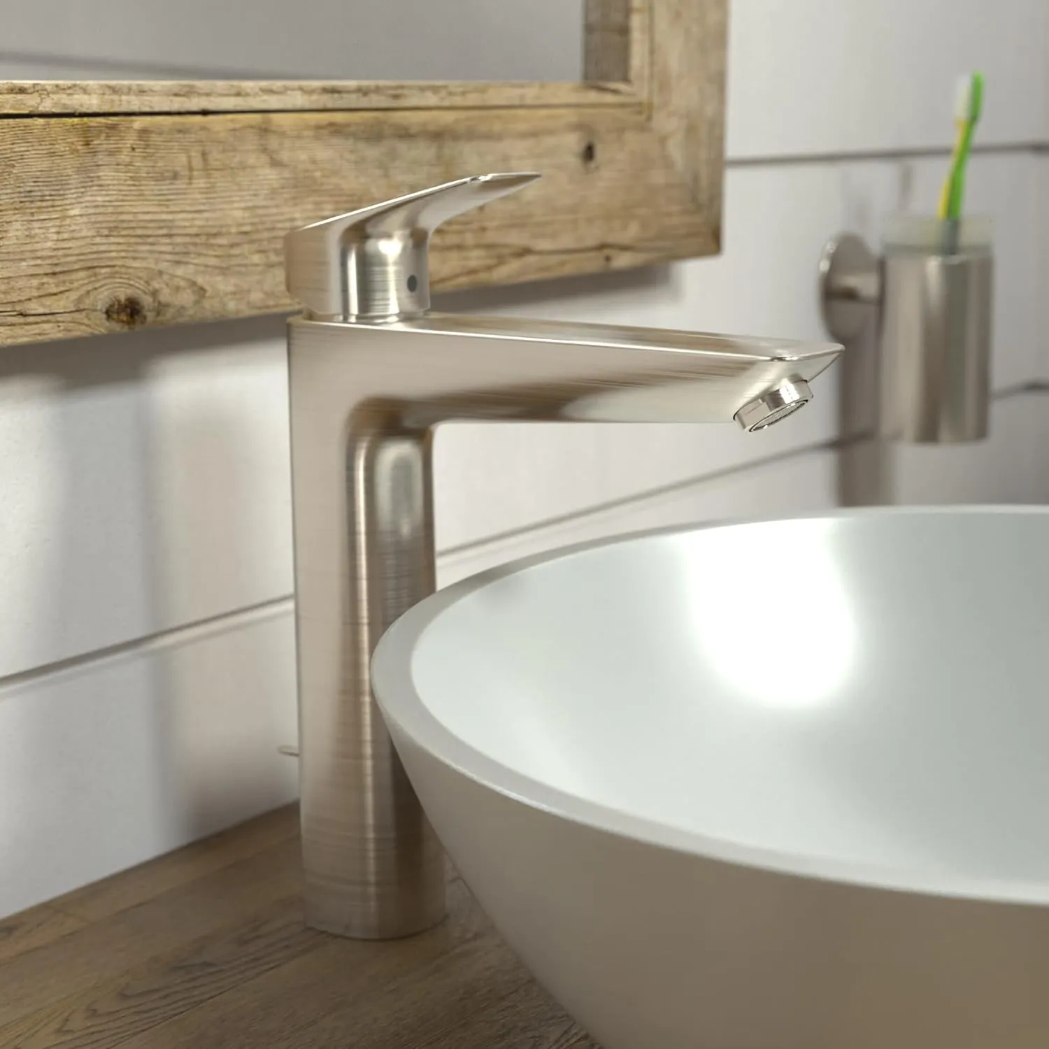 hansgrohe Logis Modern Low Flow Water Saving 1-Handle 1 10-inch Tall Bathroom Sink Faucet in Brushed Nickel, 71090821