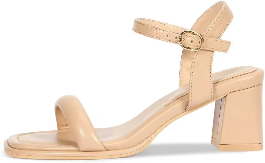 Heels Charm Women's Chunky Block Heeled Sandals 2.56 Inches Open Toe Ankle Strap Block High Heel Sandal Dress Dancing Sandals Daily Work Party Shoes