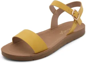Herstyle Monday Womens Open Toes One Band Ankle Strap Flat Sandals