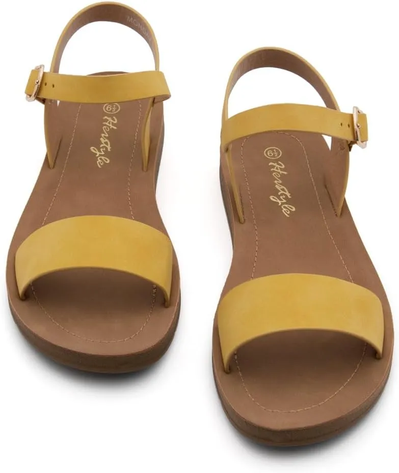 Herstyle Monday Womens Open Toes One Band Ankle Strap Flat Sandals
