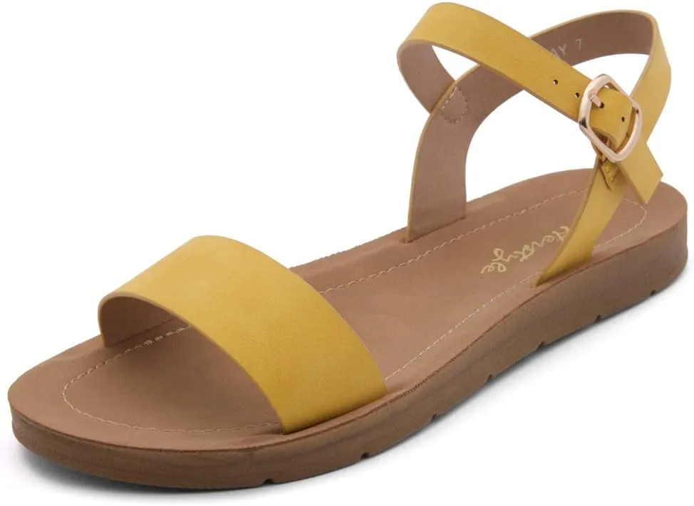 Herstyle Monday Womens Open Toes One Band Ankle Strap Flat Sandals