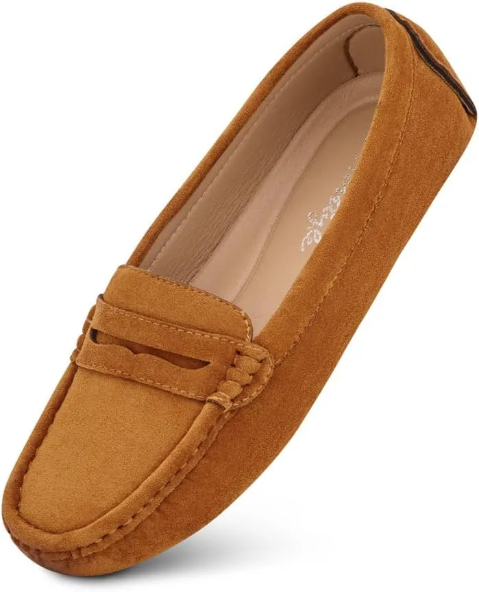 Herstyle Women's Penny Loafers, Slip On Flats for Business & Work, Comfortable Driving Moccasins with Cushioned Footbed, Lightweight Dressy Shoes for Women (Trendy 2025)