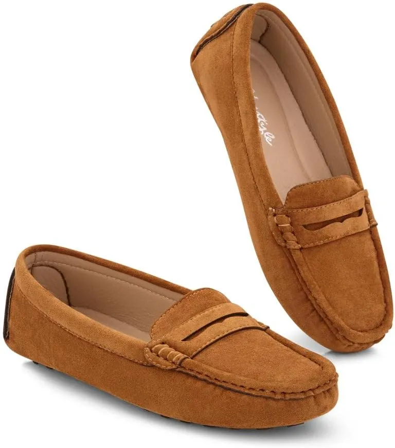 Herstyle Women's Penny Loafers, Slip On Flats for Business & Work, Comfortable Driving Moccasins with Cushioned Footbed, Lightweight Dressy Shoes for Women (Trendy 2025)